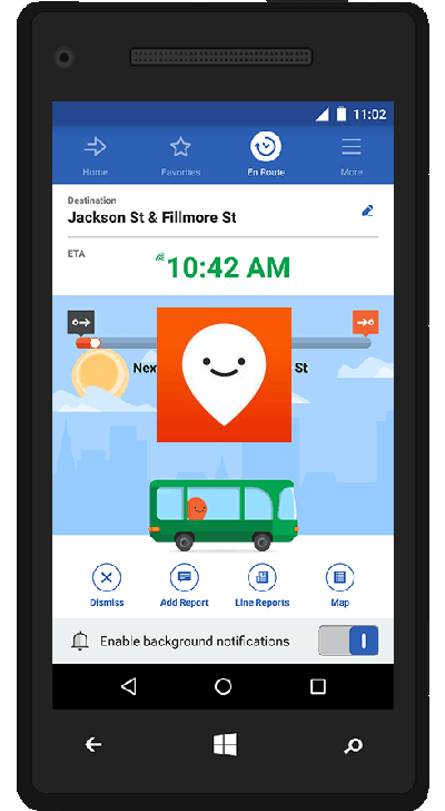 Phone with Moovit app